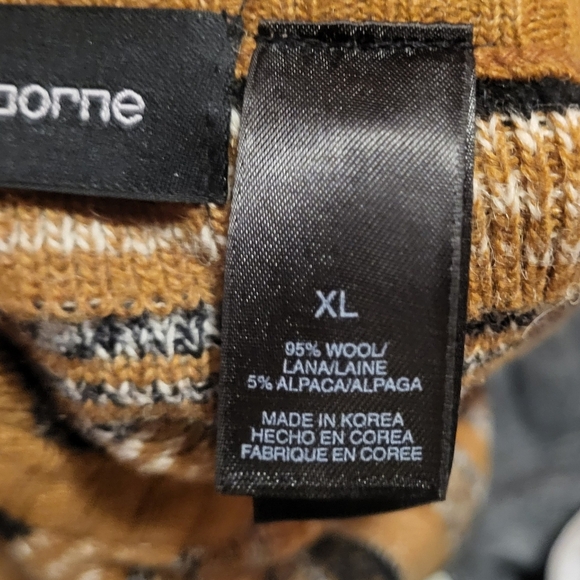 Vintage Claiborne Mens Striped Wool Alpaca Blend Sweater Size XL Y2K Cosby Style - Picture 6 of 6